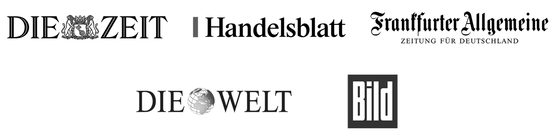 Die Zeit, Handelsblatt, Frankfurter Allgemeine, Die Welt, Bild